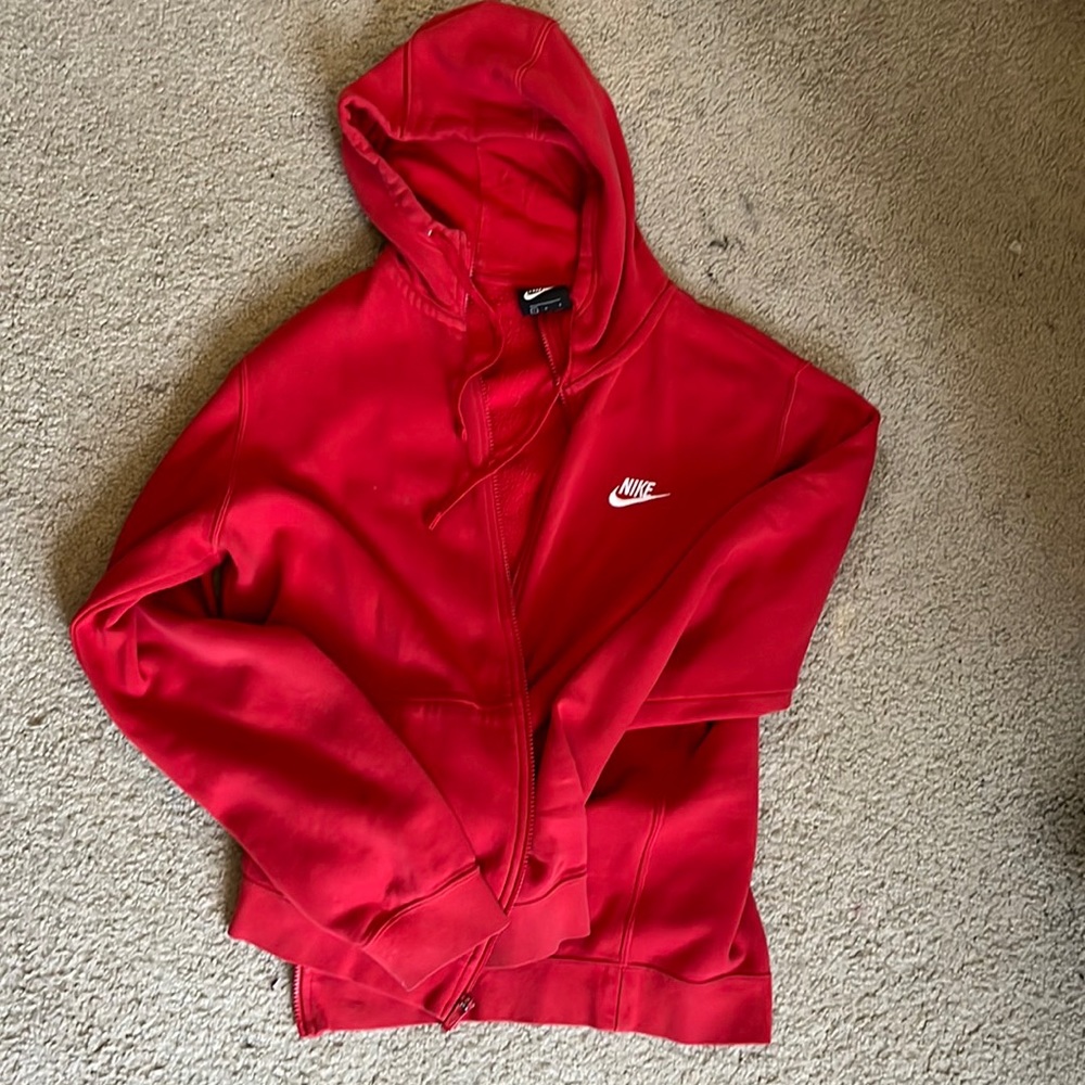 Red Nike zip up hoodie